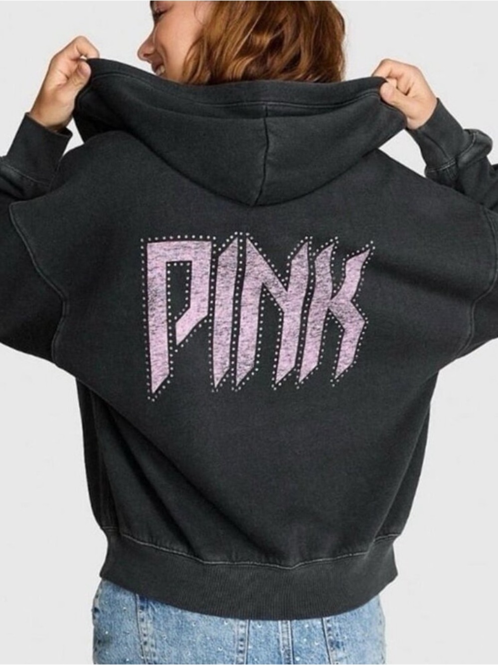 VS PINK ROCK BAND BLING LOGO FULL ZIP LOGO HOODIE FASHION SHOW 2025